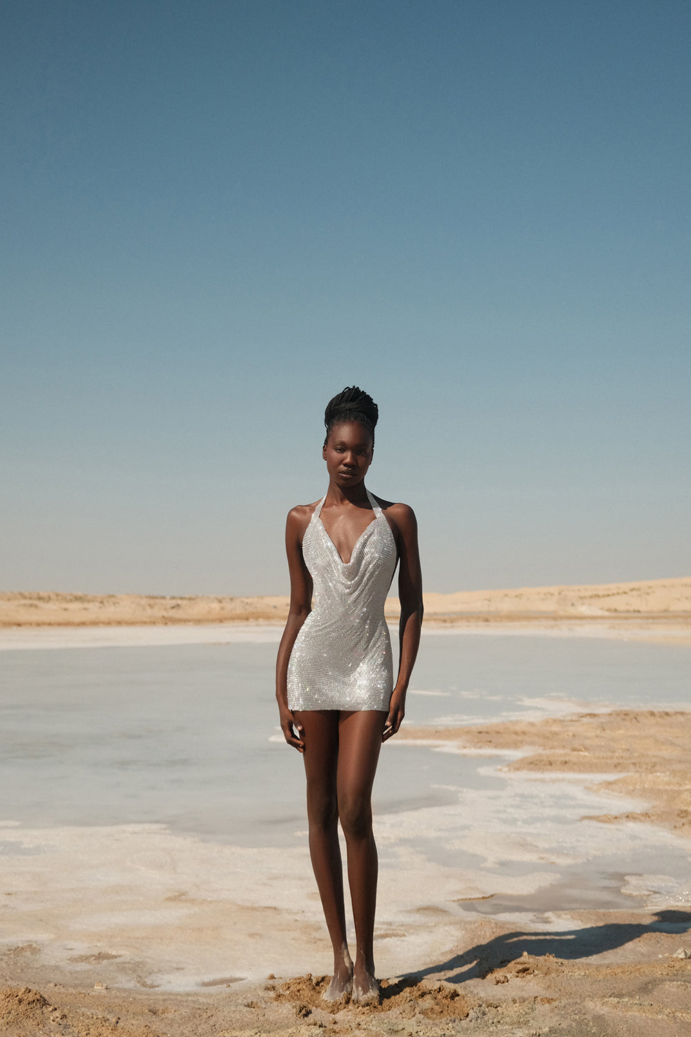Silver Rhinestone Slip Dress
