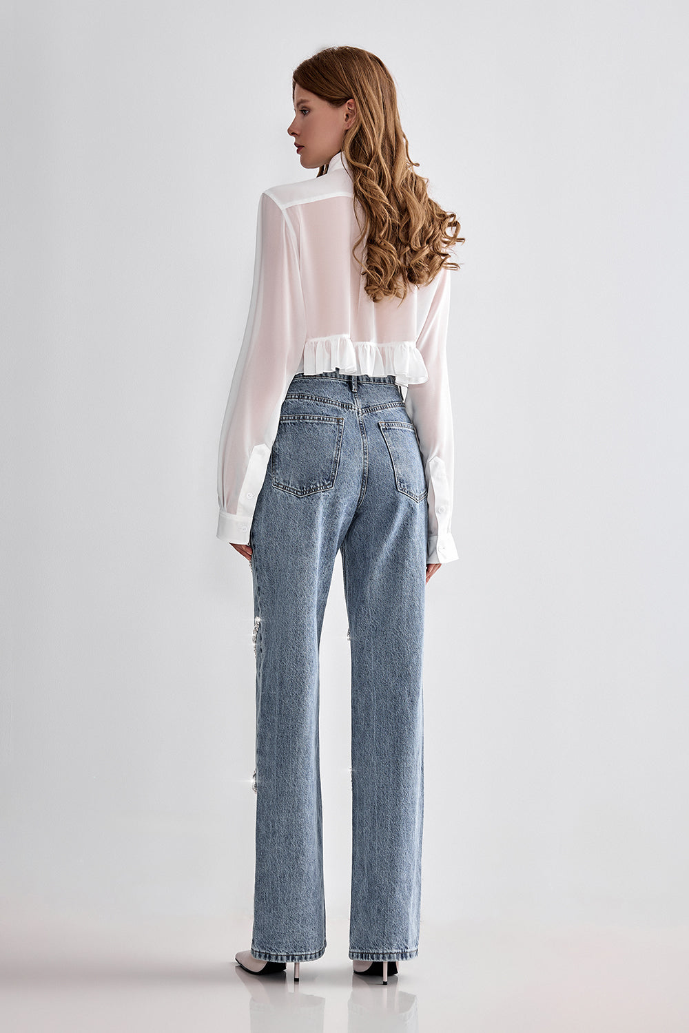 Crystal-Trim Straight Jeans
