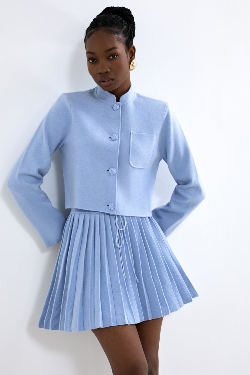 Knitted Buttoned Mini suit
