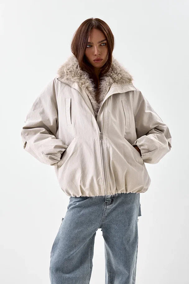 Jacket with Faux Fur Trim