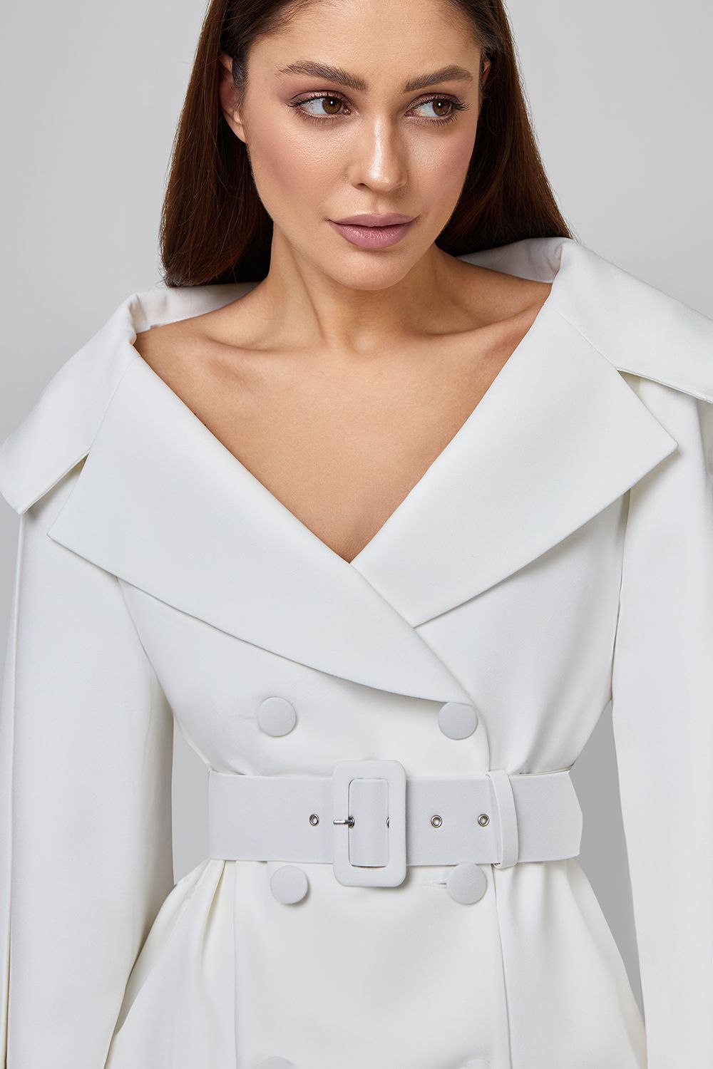 Belted Off-Shoulder Blazer