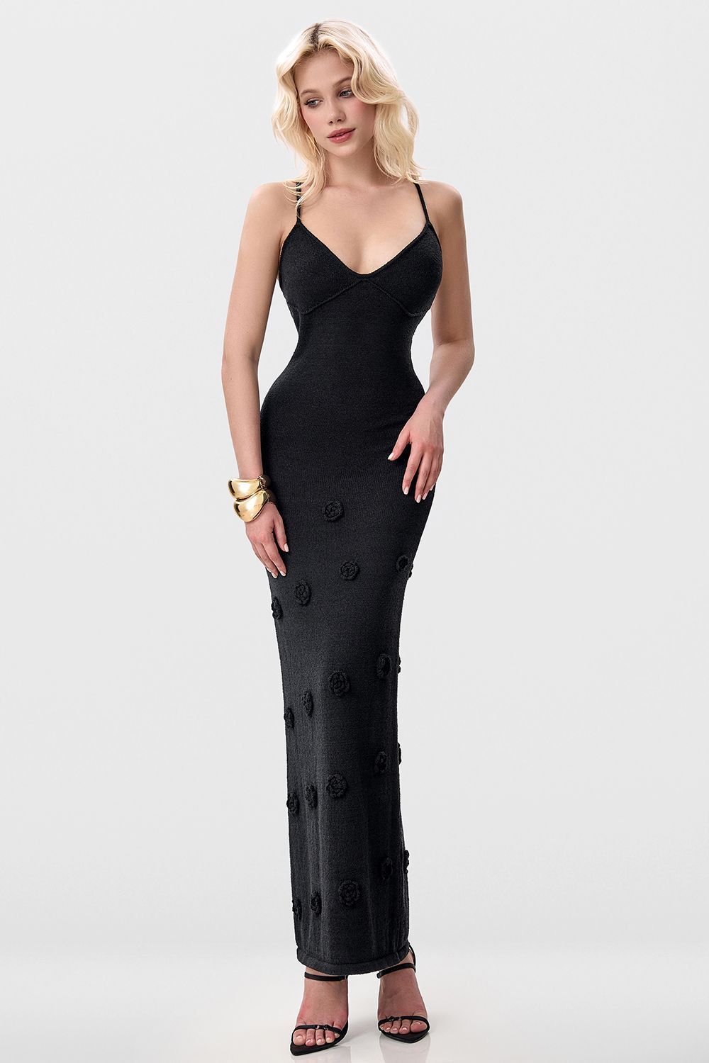 Knitted Rose Maxi Dress