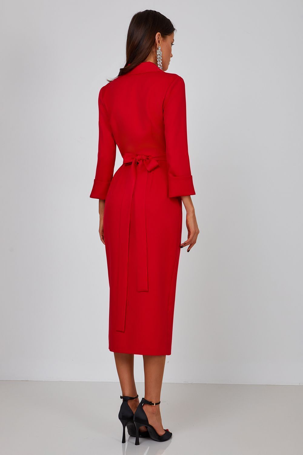 Red Blazer Midi Dress