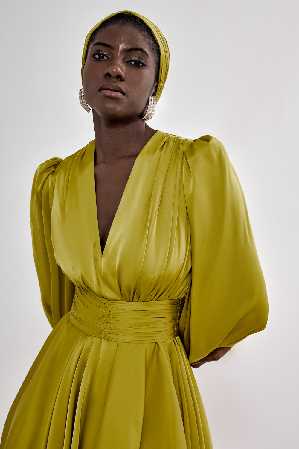 Puff Satin Mini Dress