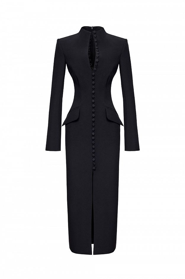 Fitted Midi Dress with Button Front