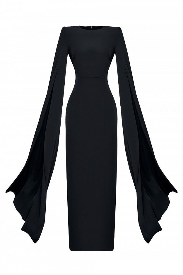 Elegant Cape Sleeve Midi Dress
