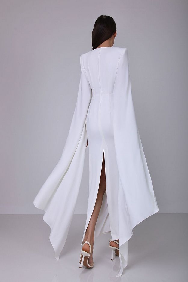 Elegant Cape Sleeve Midi Dress
