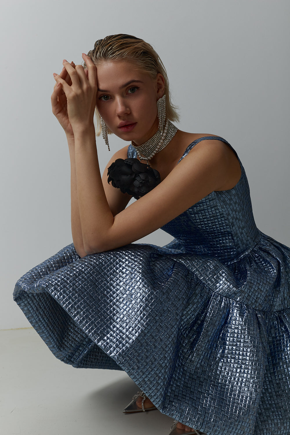 Shiny skater dress