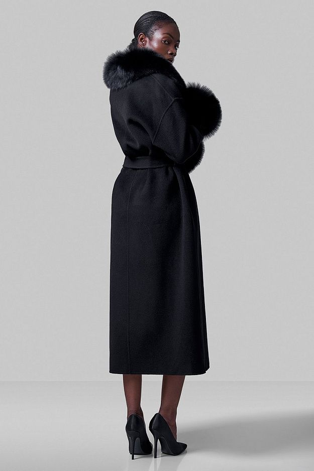 100% Wool Coat with Detachable Arctic Fox Fur