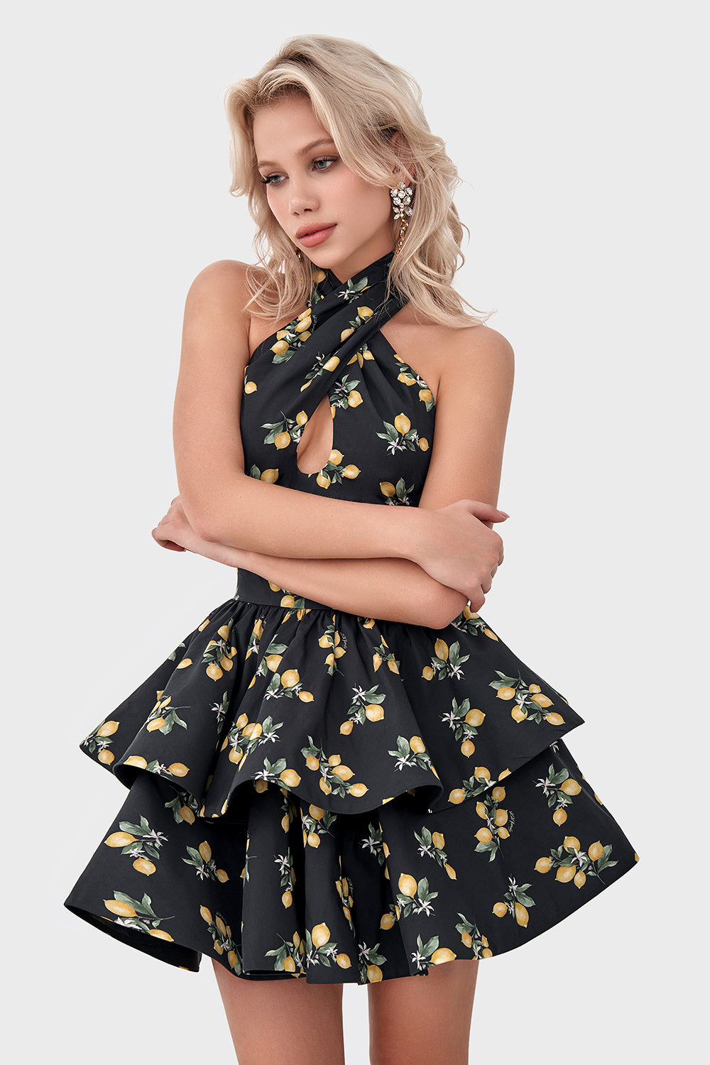 Cross-Neck Cotton Dress