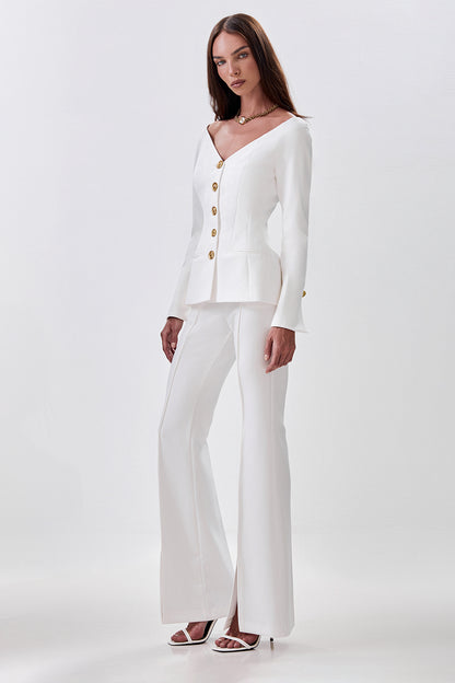 Flared Trousers with Slits