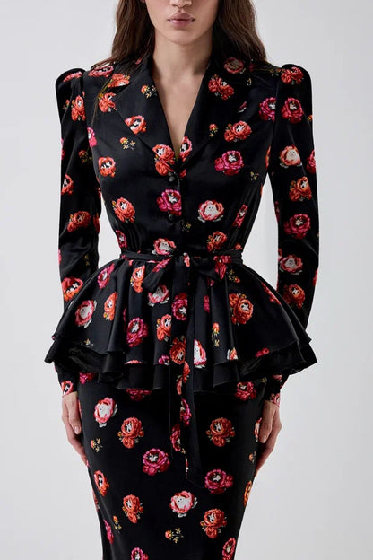 Blouse with Textured Tweed-Effect Print