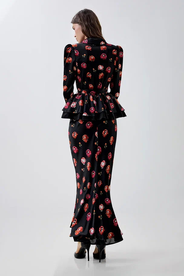 Blouse with Textured Tweed-Effect Print
