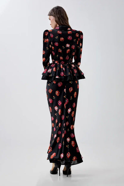 Blouse with Textured Tweed-Effect Print