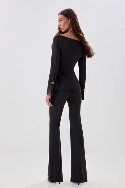 Flared Trousers with Slits