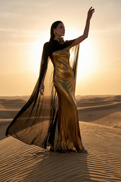 Metallic Dress With Open Back
