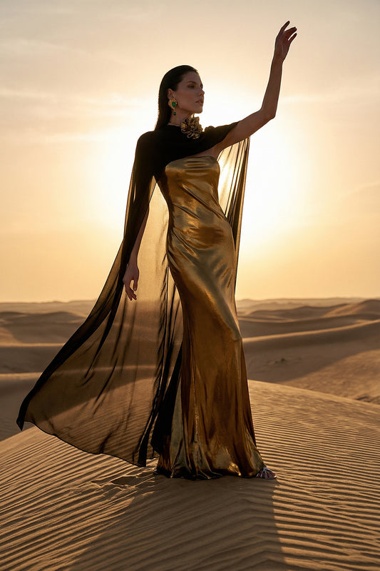 Metallic Dress With Open Back