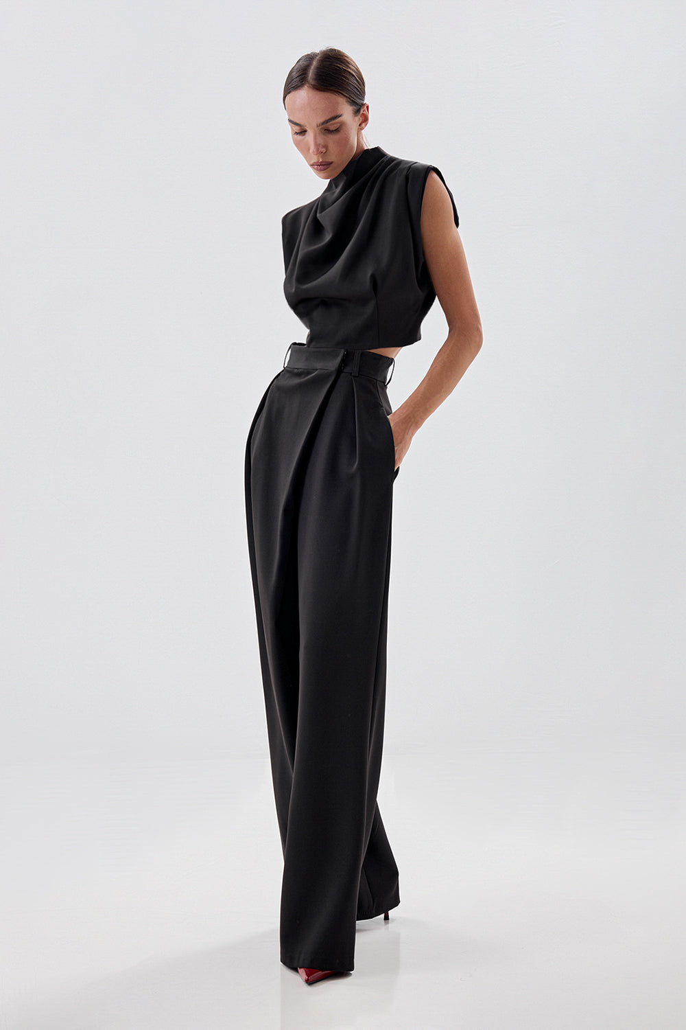 Draped Top with Stand Collar