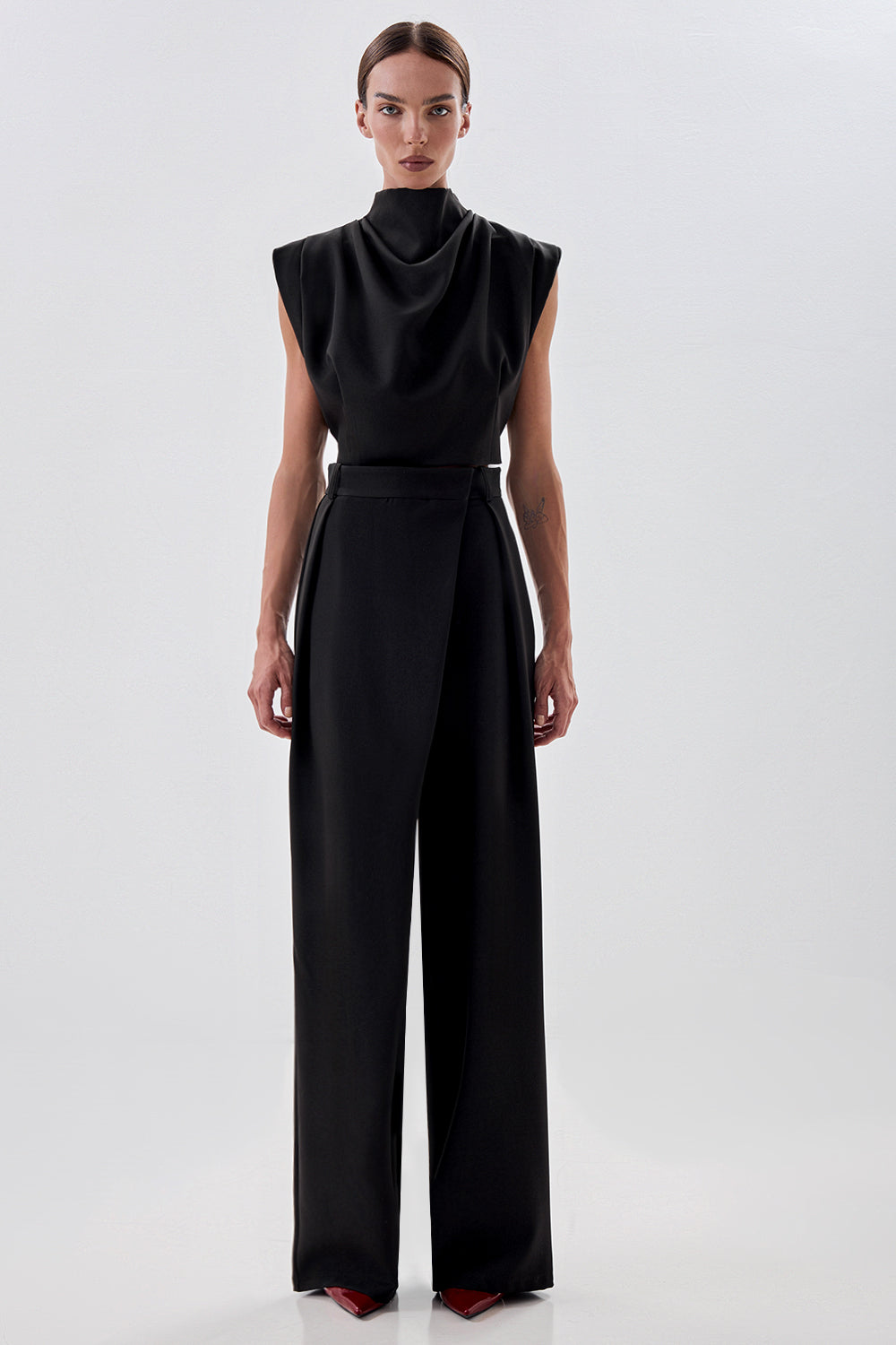 Draped Top with Stand Collar