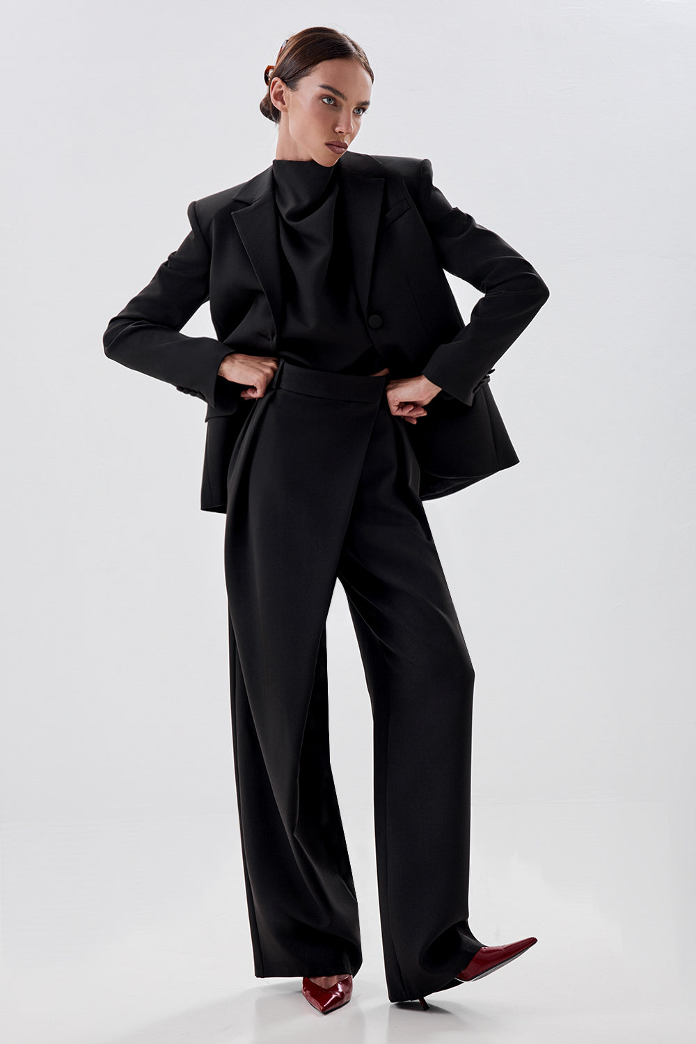 Draped Top with Stand Collar