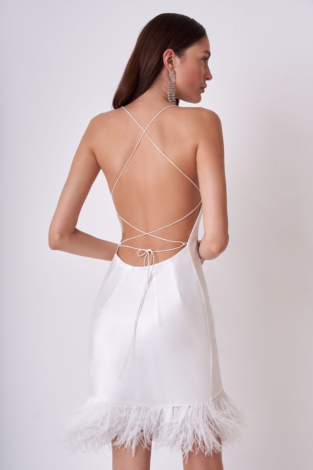 Feathered satin dress