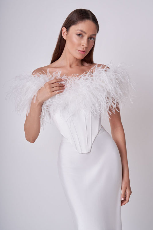 Feather trim corset