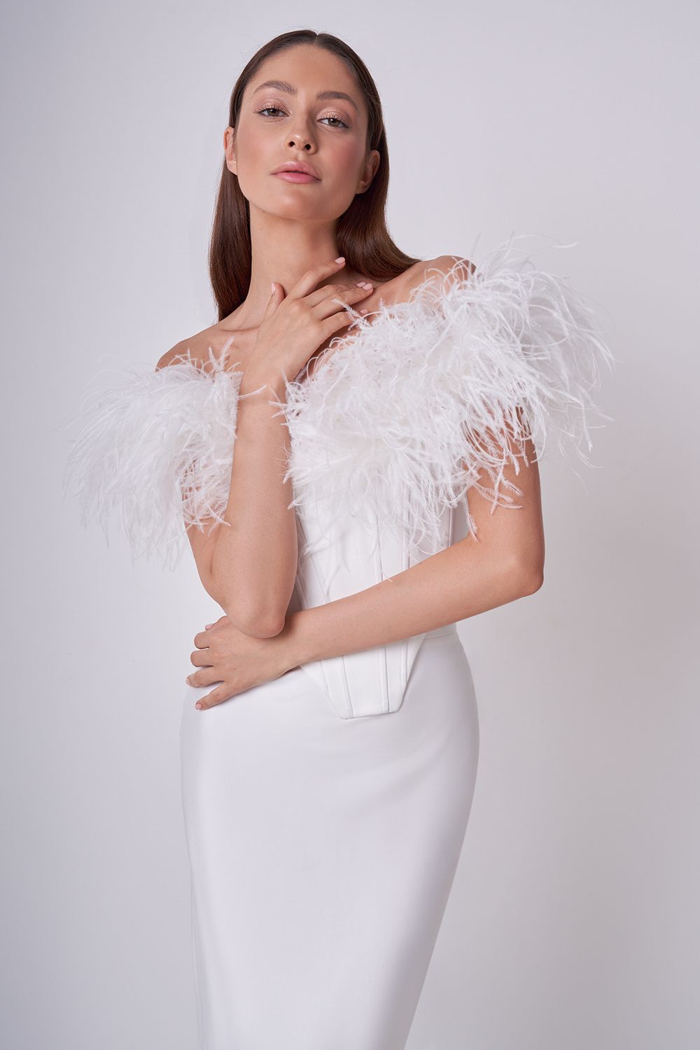 Feather trim corset