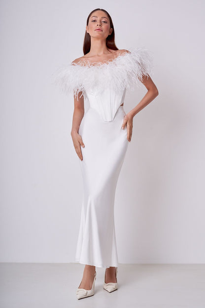 Feather trim corset