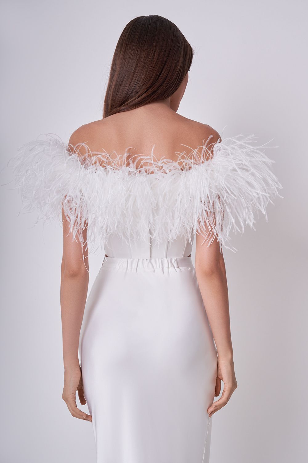 Feather trim corset