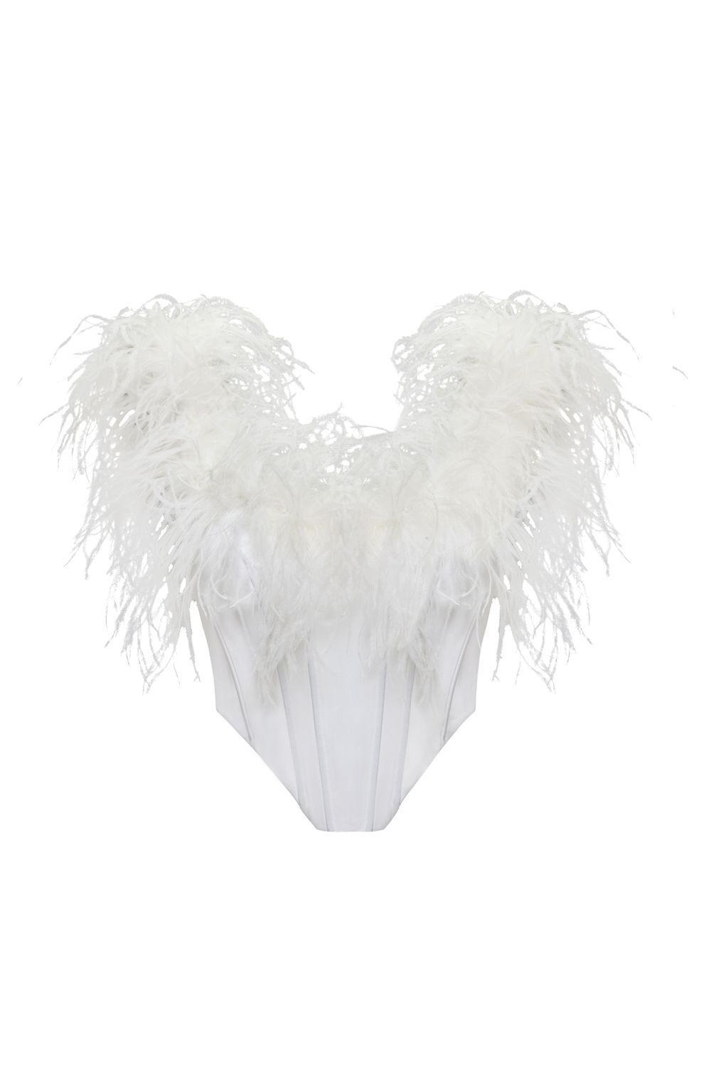 Feather trim corset