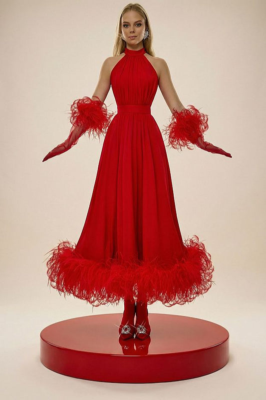 Halter-Neck Evening Dress