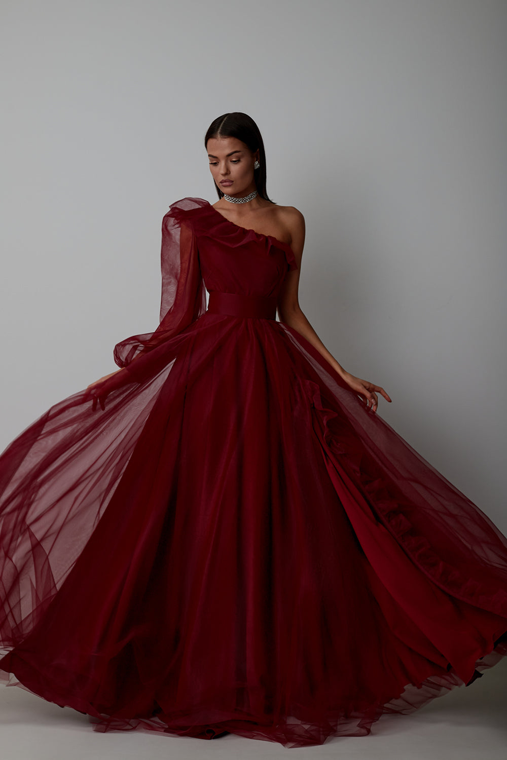 One shoulder maxi dress