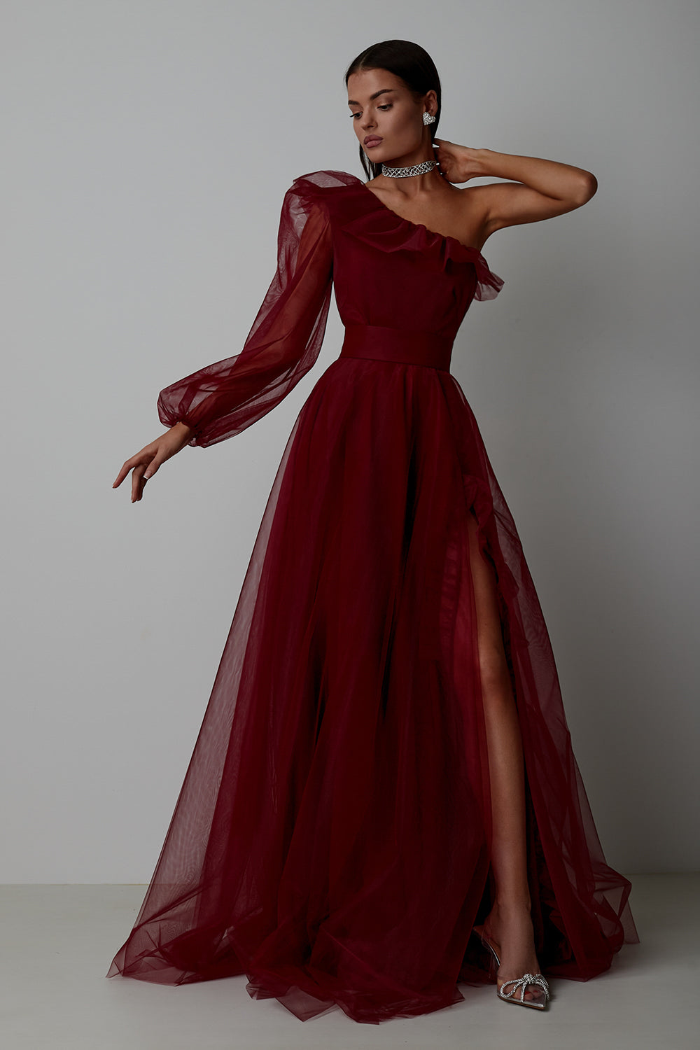 One shoulder maxi dress