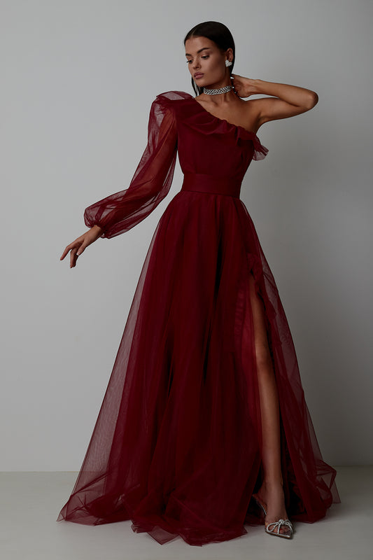 One shoulder maxi dress