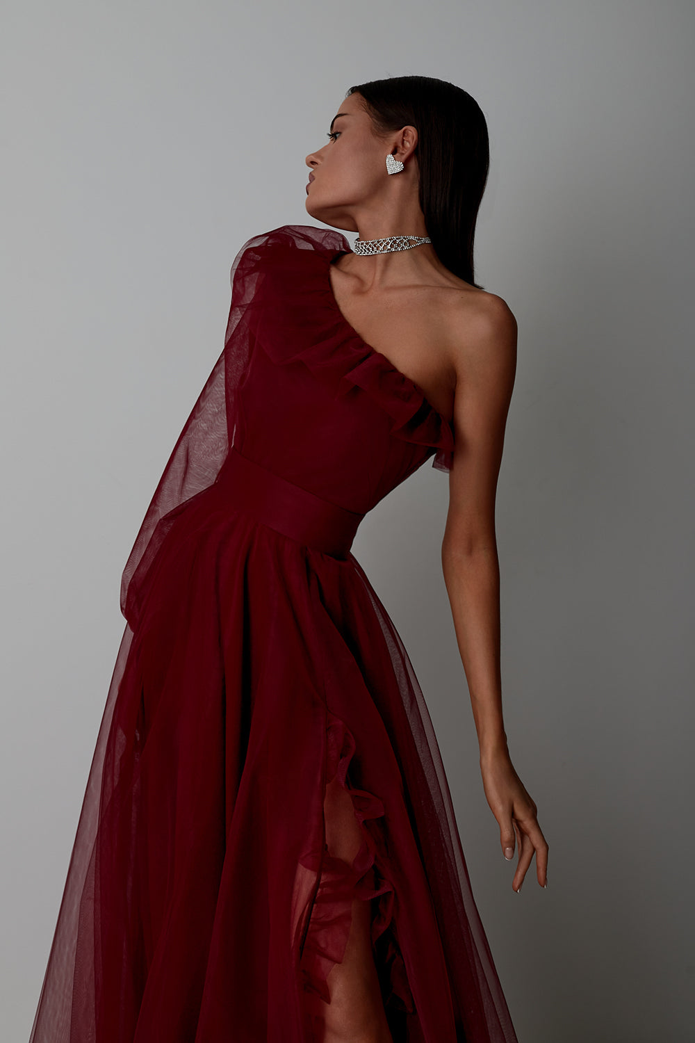 One shoulder maxi dress