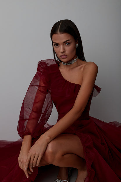 One shoulder maxi dress