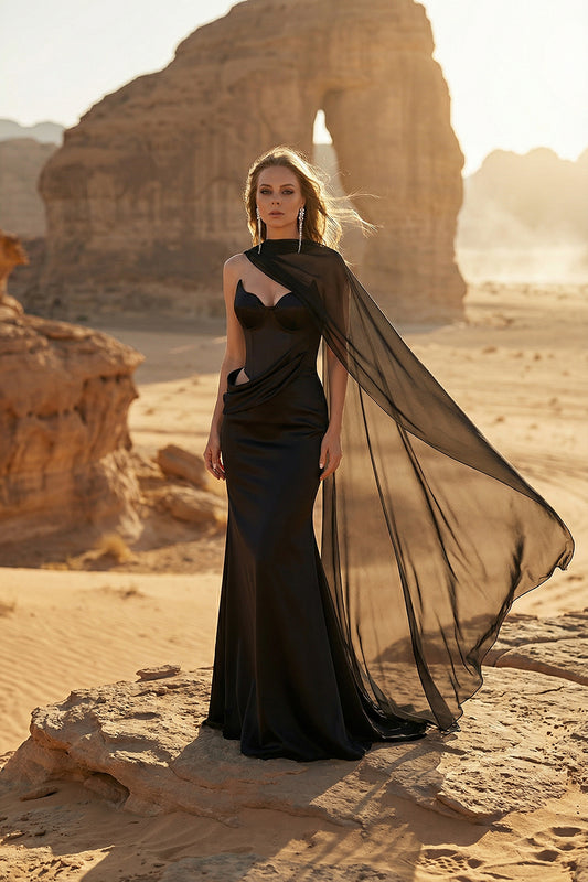 Maxi Evening Dress with Corset Bodice
