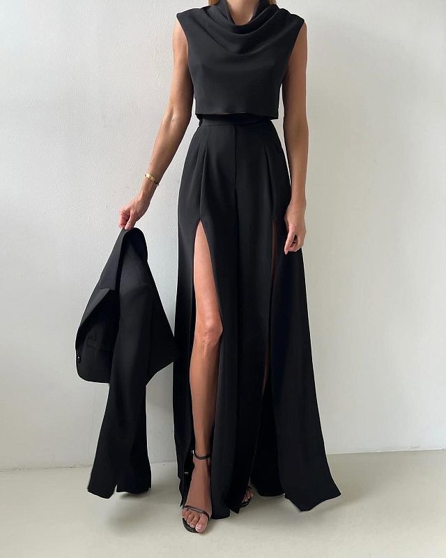 Pants with slits