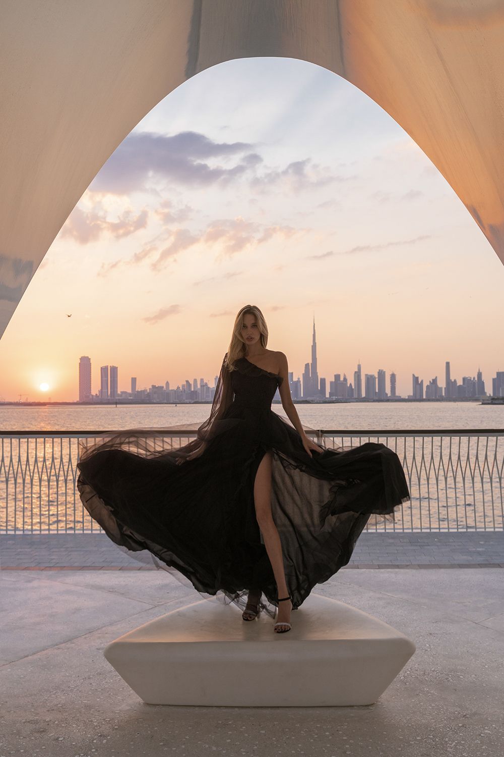One shoulder maxi dress