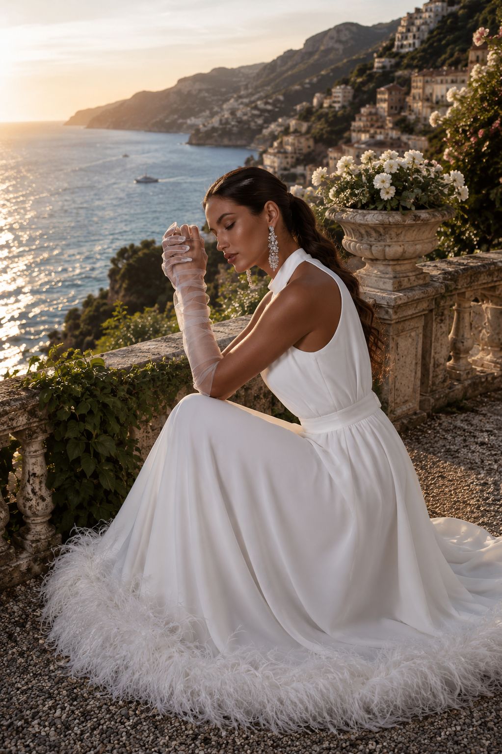 Halter-Neck Evening Dress