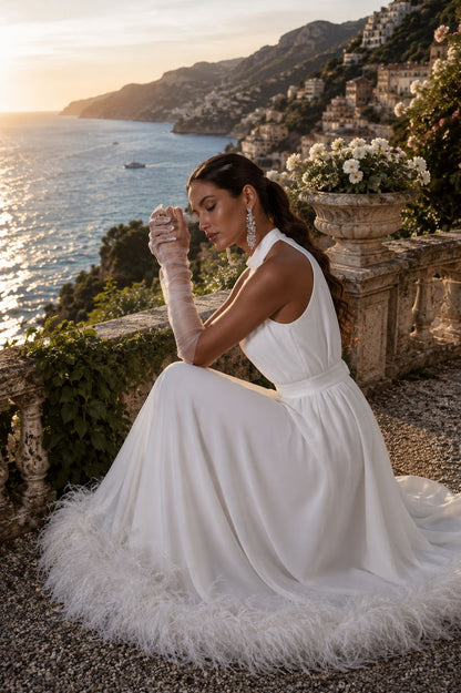 Halter-Neck Evening Dress