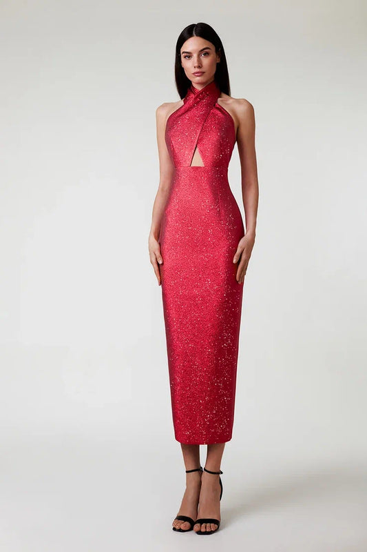 Shiny halter dress