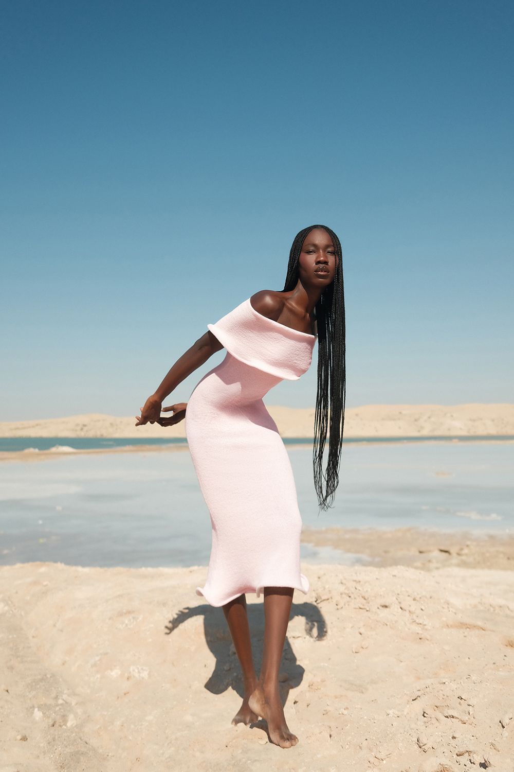 Fitted Knit Dress with Hem Detail