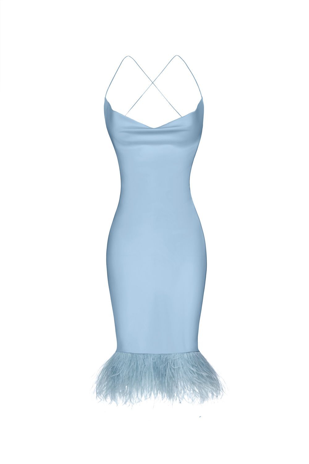 Feathered satin dress