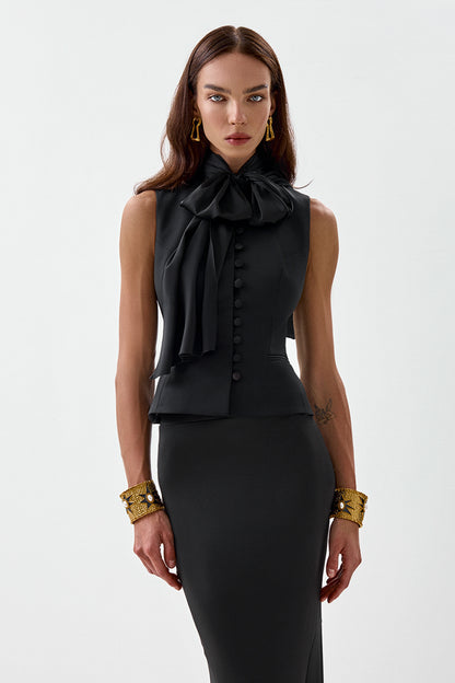 Fitted Waistcoat with Bow Detail