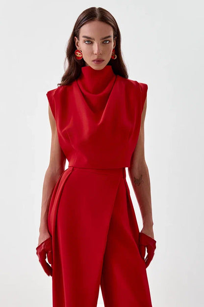 Draped Top with Stand Collar