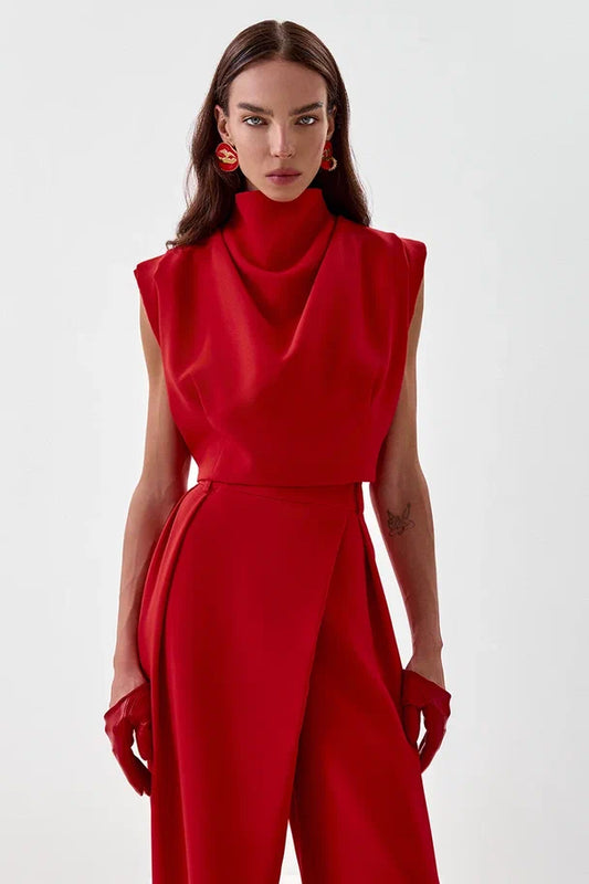 Draped Top with Stand Collar