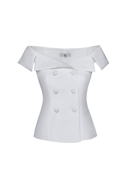 Double-breasted vest with a large collar