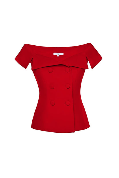 Double-breasted vest with a large collar