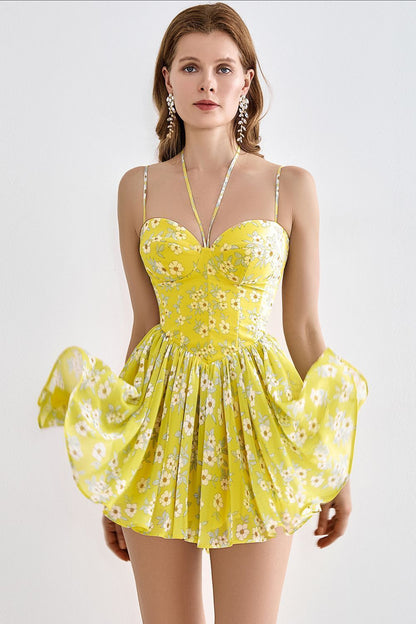 Floral Sculpted Corset Romper